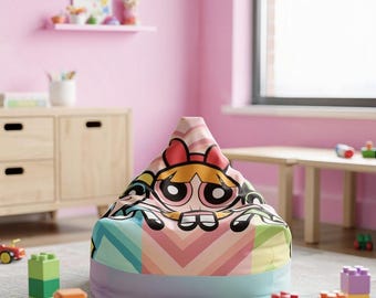 Powerpuff Girls Bean Bag Chair Cover | Rainbow Kids Room Decor