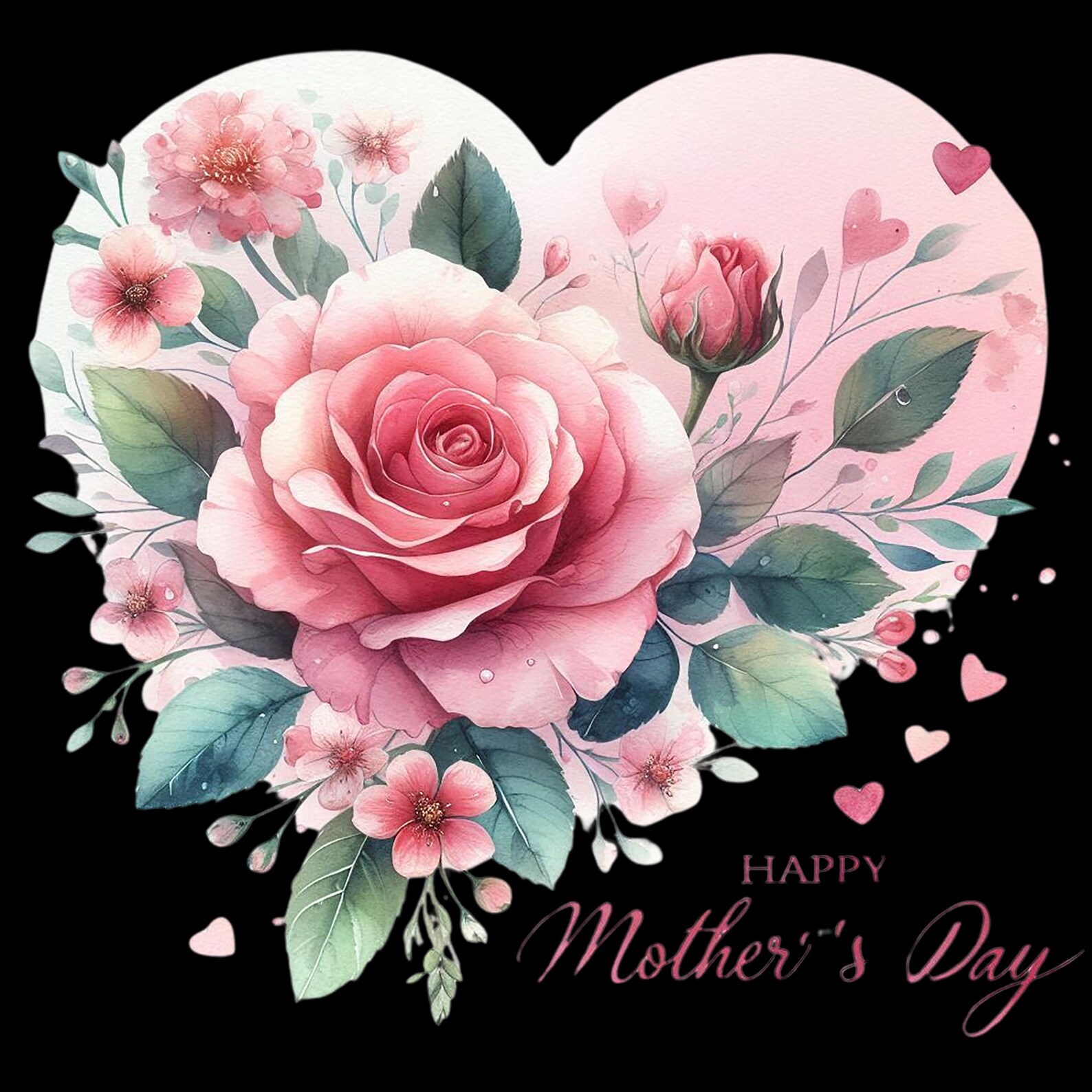 Pink Floral Love Heart Clipart PNG – Transparent Download for Mother's ...