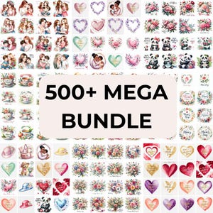 Más de 500 megaimágenes prediseñadas para el Día de la Madre: imágenes PNG para mamá e hijos, sombreros para la fiesta del té, ramos de flores, peonías, cachorros, letras y más, 300 DPI.
