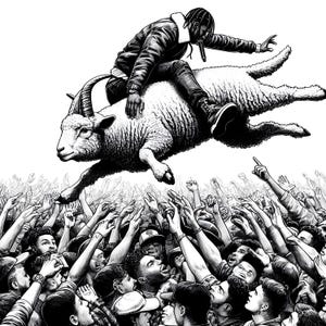 Crowd Surfing Lamb at Concert svg PNG JPG - 300 DPI hoge kwaliteit - grappige festivalmuziek dierlijke clipart - Mosh Pit Sheep digitale download