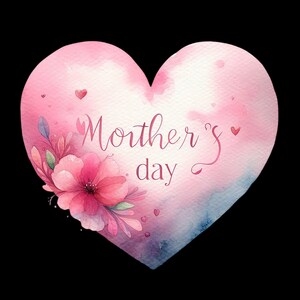 Pink Floral Love Heart Clipart PNG – Transparent Download for Mother's ...