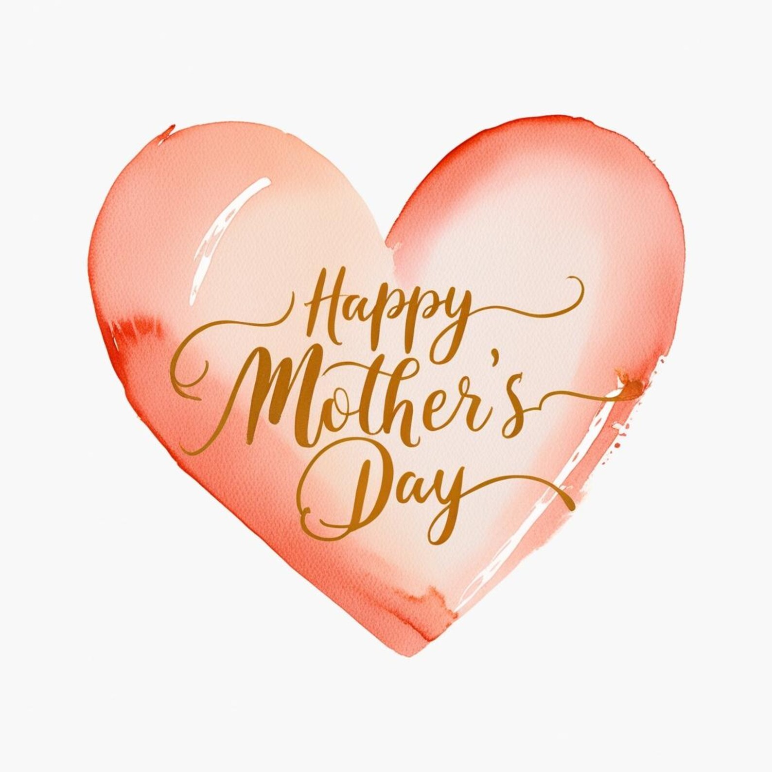 Peach Watercolor Heart Clipart PNG | Mother's Day Digital Download ...