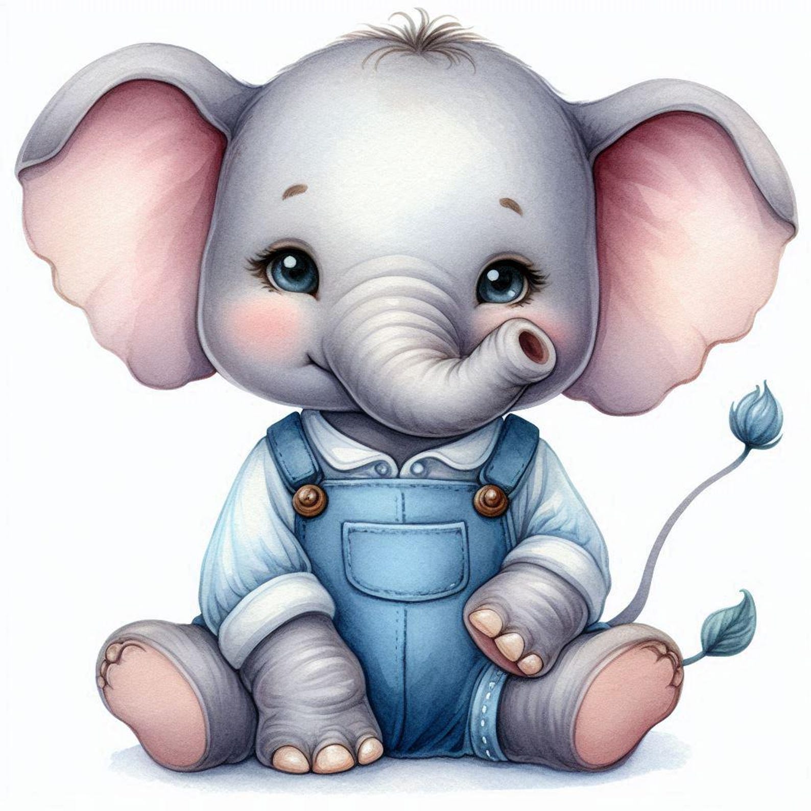 34 Watercolor Baby Elephant Clipart, Cute Baby Animal Clipart, Baby ...