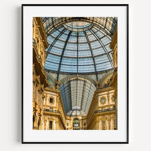 Stampa artistica da parete di Milano, poster fotografico dell'Italia, Galleria Vittorio Emanuele, stampa di architettura italiana, decorazione da appendere al muro, paesaggio urbano per la casa