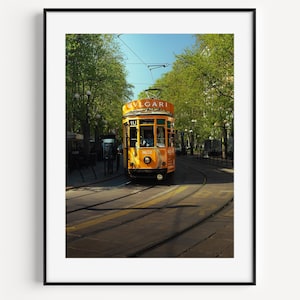 Affiche imprimable de photographie de rue italienne de Milan, art mural urbain, impression photo de l'Italie, décor de paysage urbain de Milan, impression d'art de voyage vintage