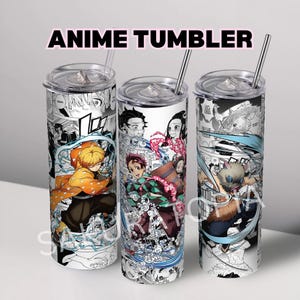 Demon slayer Anime Tumbler, Best Anime Tumblers 20oz Anime, Anime Fan Gift, Manga lover, Kawaii, Cute , Tumbler with Lid / Reusable Straw.