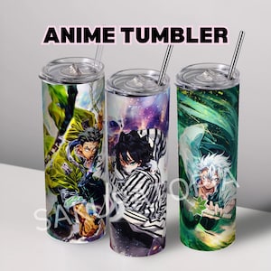 Demon slayer Anime Tumbler, Best Anime Tumblers 20oz Anime, Anime Fan Gift, Manga lover, Kawaii, Cute , Tumbler with Lid / Reusable Straw.