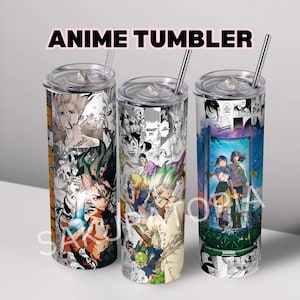 Dr. Stone Anime Tumbler, Best Anime Tumblers 20oz Anime, Anime Fan Gift, Manga lover, Kawaii, Cute , Tumbler with Lid / Reusable Straw.