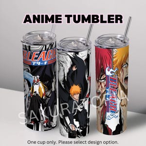 Bleach Tumbler, Best Anime Tumblers 20oz Anime, Anime Fan Gift, Manga lover, Kawaii, Cute , Tumbler with Lid / Reusable Straw.
