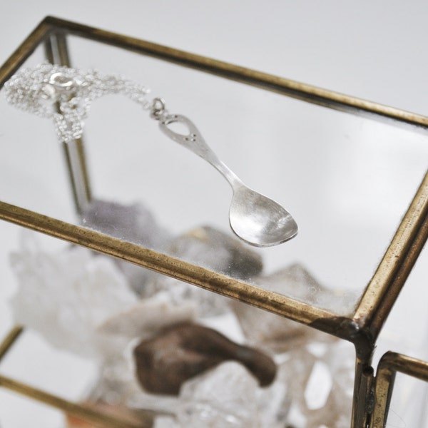 SALE Spoon Necklace in Sterling Silver - Handmade miniature kitchen utensil pendant