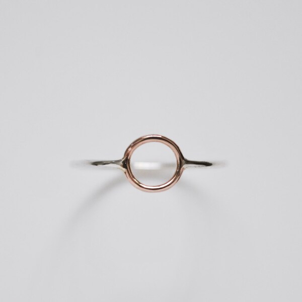 SALE Rose Gold LOOP ring - 14k pink gold and sterling silver minimalist jewelry