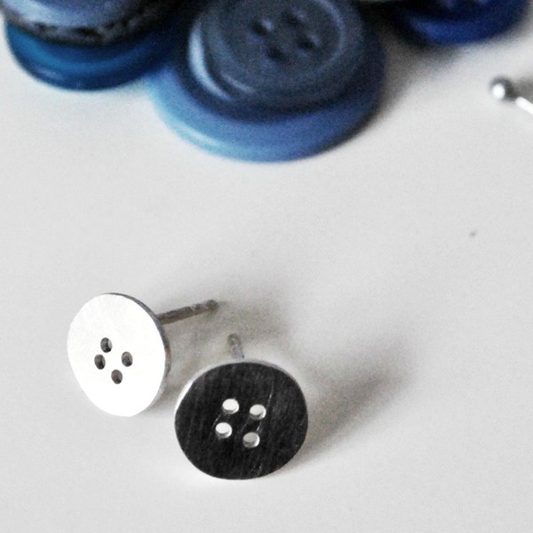 Button Stud Earrings in sterling silver