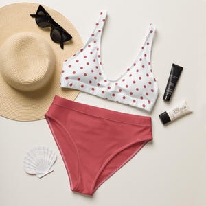 Polka Dot Pink Bikini Set – Retro Two Piece Swimsuit for Summer Beachwear