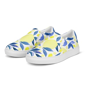 Lemon Print Slip‑On Canvas Shoes