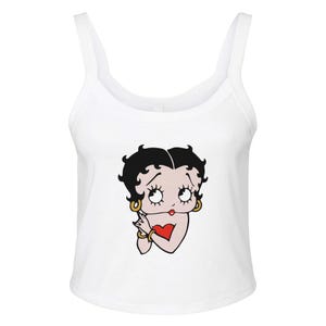 Camiseta de tirantes Betty Boop con cuello redondo y ribete acanalado: camiseta de tirantes retro con dibujos animados para mujer. Bonita camiseta de verano con estampado pop art, camiseta sin mangas con estampado vintage, un regalo para ella.