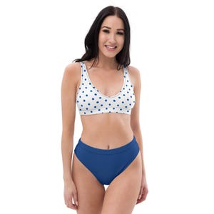 Blue Polka Dot Bikini Set – Retro Two Piece Swimsuit for Women