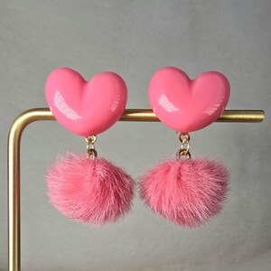 Kawaii Pink Heart Earrings