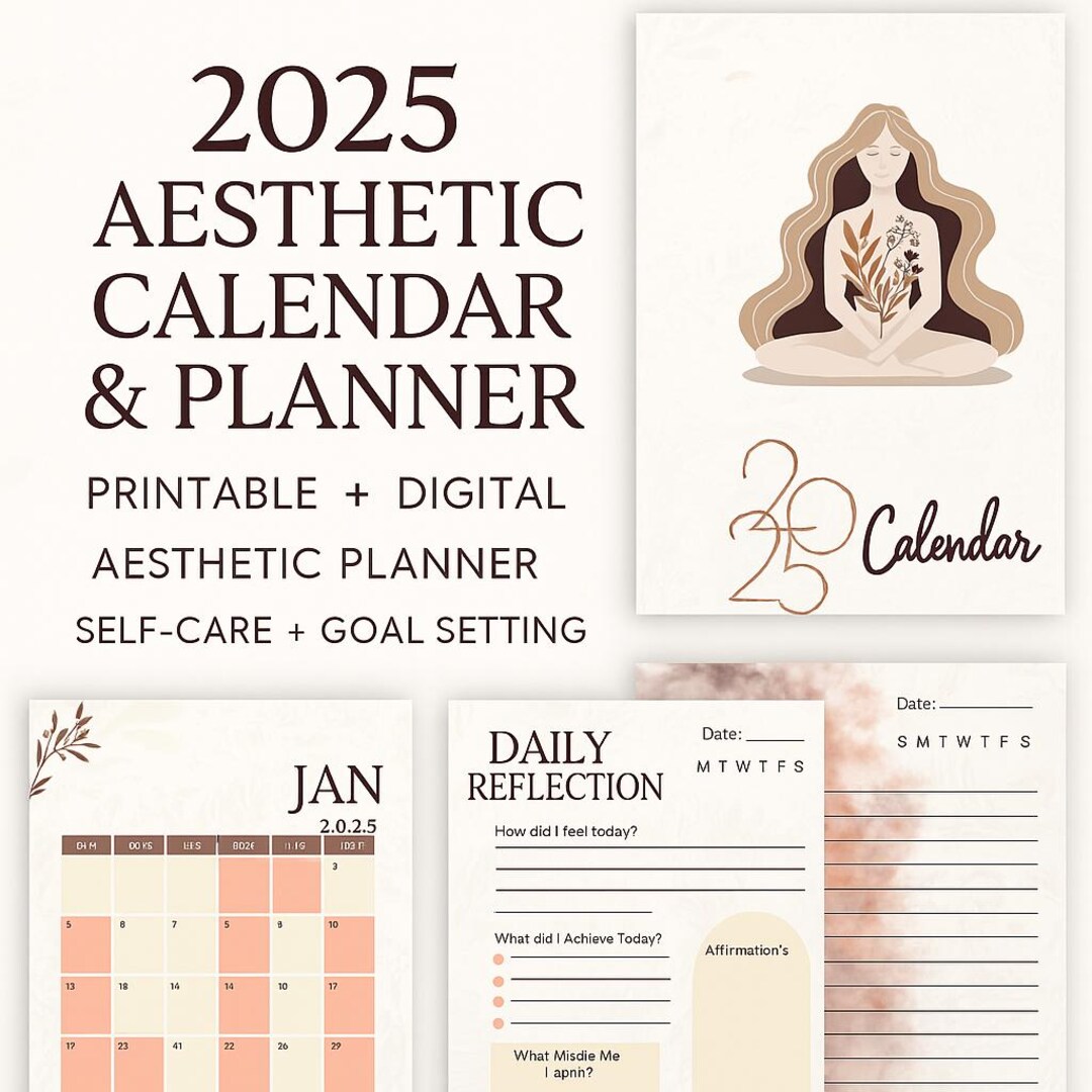 2025 Aesthetic Calendar Planner | Printable + Digital - Etsy