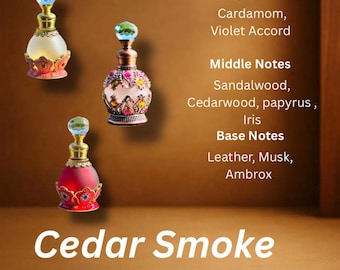Cedar Smoke Perfume Oil | Unisex scent in bottle of your choice  | Luxury Arab Attar | Halal Fragrance | 15 ml dripper bottle