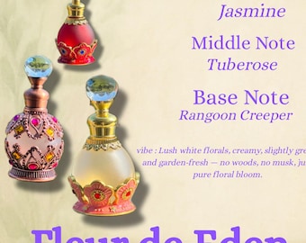 Fleur de Eden Perfume Oil | feminine Women’s scent in bottle of your choice  | Luxury Arab Attar | Halal Fragrance | 15 ml dripper bottle