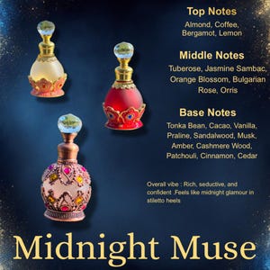 Midnight Muse Perfume Oil | feminine Women’s scent in bottle of your choice  | Luxury Arab Attar | Halal Fragrance | 15 ml dripper bottle