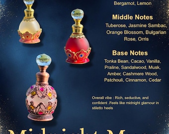 Midnight Muse Perfume Oil | feminine Women’s scent in bottle of your choice  | Luxury Arab Attar | Halal Fragrance | 15 ml dripper bottle