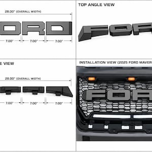 Ford Grill Letters, ABS Grille Insert for 2025–2026 Maverick