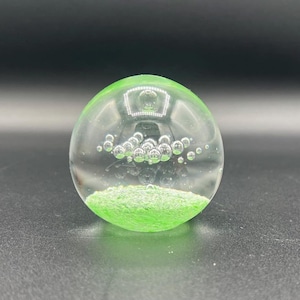 Mid Century Modern Murano Controlled Bubble Release Green Paperweight - Handmade Venetian Glass - Unique Murano Craftsmanship