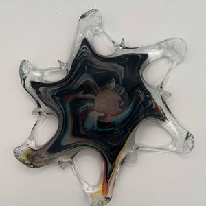 Murano Starfish Blown Glass Dish – Multicolor Art Glass Bowl – Authentic Murano Glass Home Decor – Ocean Coastal Accent – Made in Italy