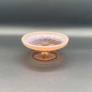 Vintage Pink Peach Depression Glass Pedestal Candy Dish 2.5&quot; x 6.25&quot; | Antique Glass Bowl | 1930s Decorative Compote Dish