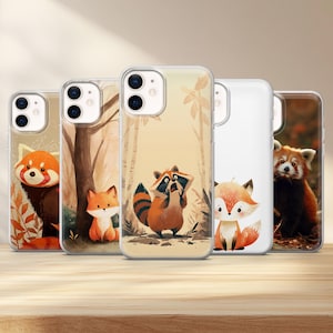 かわいいレッサーパンダの携帯ケース 野生動物カバー iPhone 16e、15、14、13、12、Samsung S25、S24 FE、S23、S22、A56、A16、Google Pixel 9、8、7用