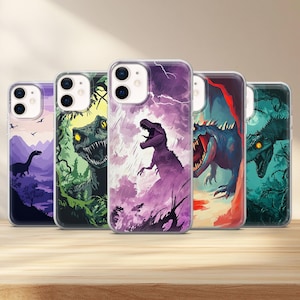 Dinosaur Phone Case Jurassic Cover for iPhone 16e, 15, 14, 13, 12, 11, XS & Samsung S25, S24, S23, S22, A55, A54, A16, A15 Pixel 9, 8, 7, 6