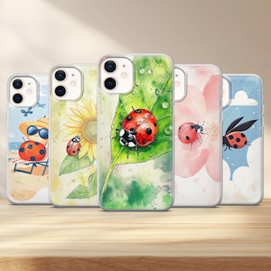 Ladybug Phone Case Feminine Cover for iPhone 16e, 15, 14, 13, 12, 11, XS & Samsung S25, S24, S23, S22, A55, A54, A16, A15 Pixel 9, 8, 7, 6