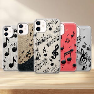 Music Notes Phone Case Melody Cover for iPhone 16e, 15, 14, 13, 12, 11, XS & Samsung S25, S24, S23, S22, A55, A54, A16, A15 Pixel 9, 8, 7, 6