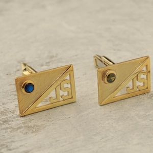 Gemelos con inicial de piedra de nacimiento • Gemelos con letras personalizadas para novios, padrinos de boda, papá • Regalo de boda personalizado para él
