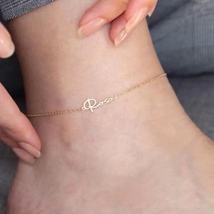 Tobillera con nombre personalizado para mujer • Tobillera personalizada de oro, plata u oro rosa • Regalo de joyería de playa • Tobillera para dama de honor o cumpleaños