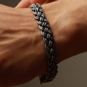 999 Silver Viking Bracelet for Men • Handmade Norse Braided Cuff • Celtic Knot Oxidized Silver Bangle • Nordic Jewelry Gift for Him
