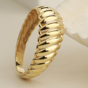 Croissant Dome Ring • Solid 14K Gold Chunky Twist Ring • Bold Minimalist Statement Ring for Her • Fashion Jewelry Gift