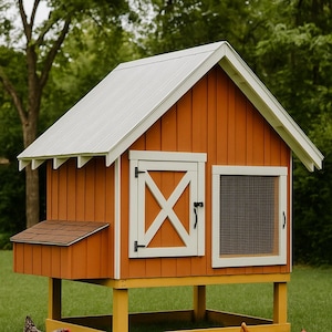 4x8 鶏小屋の設計図 PDF | 8羽の鶏のための裏庭のDIY鶏小屋の設計 | 鶏小屋建設ガイドをすぐにダウンロード