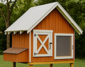 4x8 Chicken Coop Plans PDF | DIY Backyard Coop Design for 8 Chickens | Instant Download Hen House Building Guide