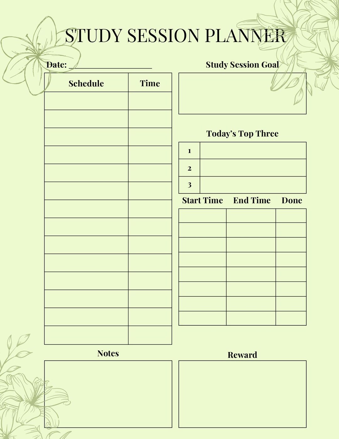 Study Planner, Ultimate Daily Planner Template, Daily Agenda, Undated ...