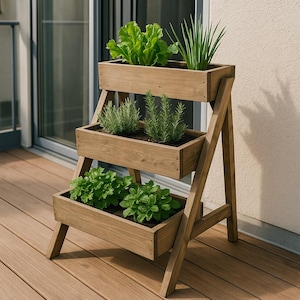 3-Tier Raised Planter Box Plans: DIY Balcony Vegetable Garden (PDF File)
