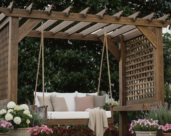 DIY Pergola Plan with Swing | Backyard Patio Retreat | Garden Pergola with Seating Area