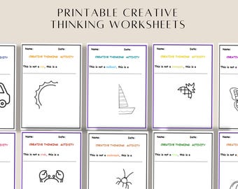 Creative Thinking Worksheet Printables, Classroom Activity (Digital Download)