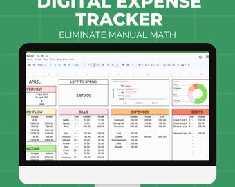 Monthly Budget Planner | Google Sheets, Excel Expense Tracker (Digital Download)