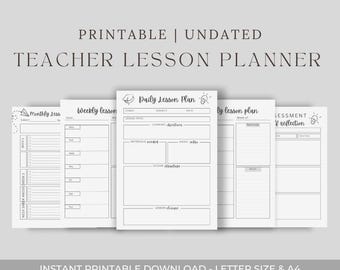 Teacher Lesson Planner | Printable Teacher Planner | Undated Lesson Plan Template | Homeschool & Classroom Organizer | PDF Download