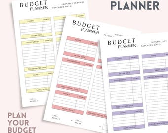 Monthly Budget Planner Printable, Expense Tracker (Digital Download)