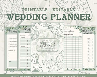 Editable Wedding Planner Bundle: Budget, Timeline, Guest List (Digital Download)