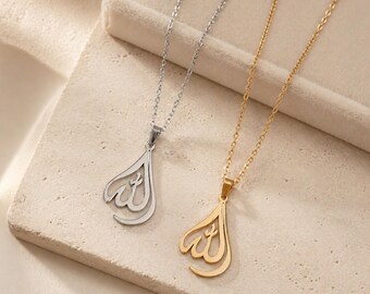 Allah Necklace | God Pendant | 18K Gold Plated Stainless Steel | Arabic Calligraphy | Eid Gift