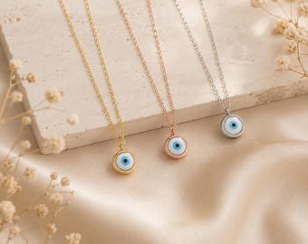 Evil Eye Necklace – 18K Gold Plated Dainty, Gold Evil Eye Pendant, Protection Jewelry, Minimalist Everyday Necklace, Gift for Her